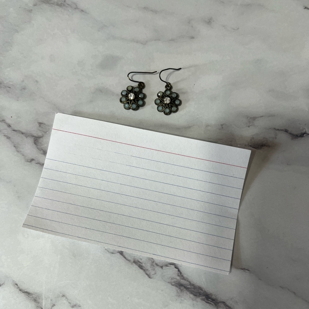Blue and Bronze Flower Earrings
